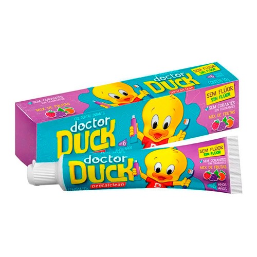 Gel Dental Infantil Dentalclean Doctor Duck Sem Flúor Sabor Mix de Frutas 50g