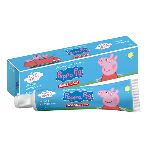 Gel Dental Infantil Dentalclean Peppa Pig com Flúor Sabor Tutti Frutti 50g