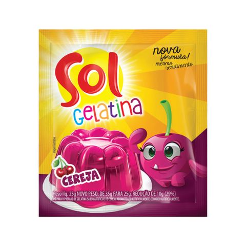 Gelatina Sabor Cereja 25g - Sol