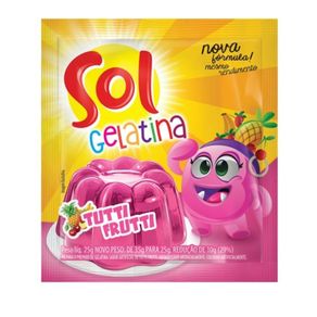 Gelatina Sabor Tutti-Frutti Sol 25g