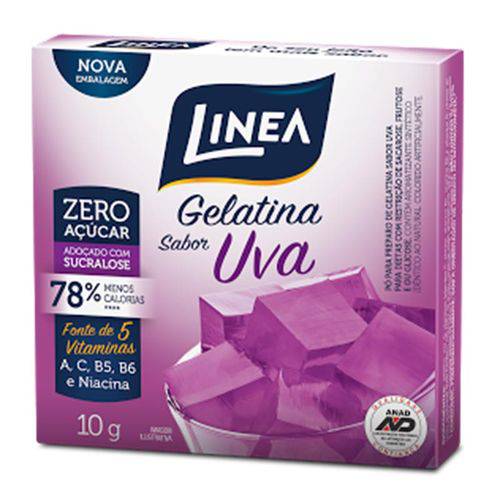 Gelatina Zero Açúcar Caixinha 10 Gramas Uva - Linea