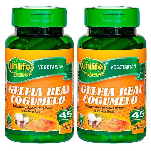 Geleia Real e Cogumelo - 2 Un de 45 Cápsulas - Unilife