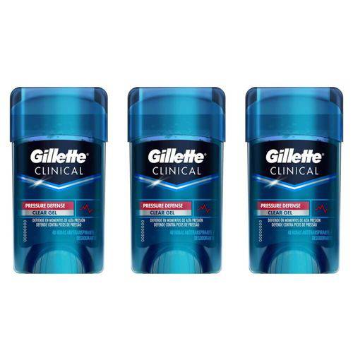 Gillette Clear Gel Desodorante Dry Stick Clinical 45g (kit C/03)