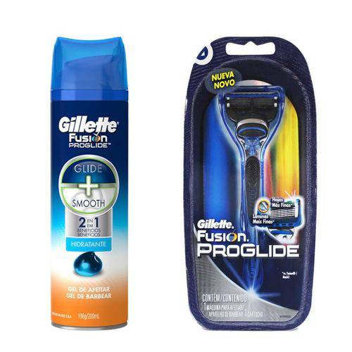 Gillette Kit Fusion Proglide Aparelho + Gel de Barbear
