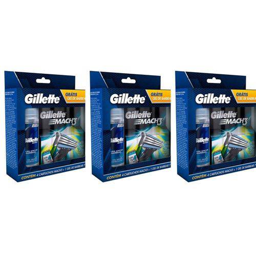 Gillette Mach3 Sensi Care Carga C/4 + Gel 71g (kit C/03)