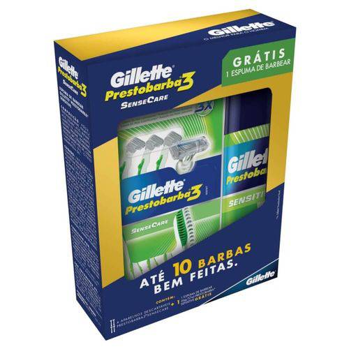 Gillette Sense Care Aparelho de Barbear C/4 + Espuma P/ Barbear