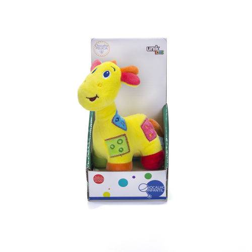 Girafa Amarela de Pelúcia - Chocalho Infantil - Unik Toys