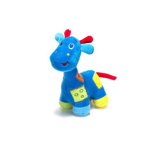 Girafa de Pelúcia Azul - Chocalho Infantil - Unik Toys