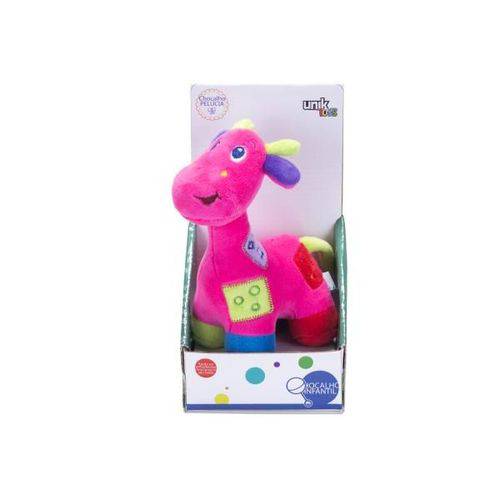 Girafa de Pelúcia Rosa - Chocalho Infantil - Unik Toys