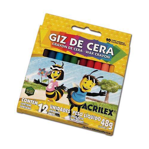 Giz de Cera 12 Cores . 09012 Acrilex Cx 1 Cj