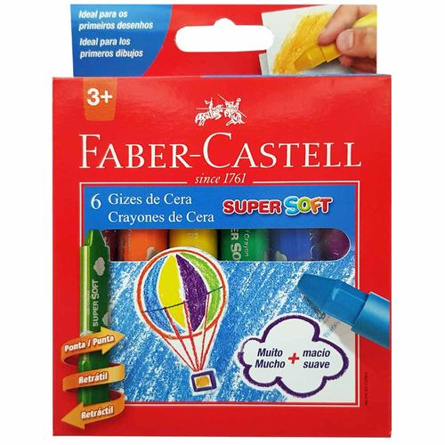 Giz de Cera 6 Cores Super Soft Faber Castell 130871
