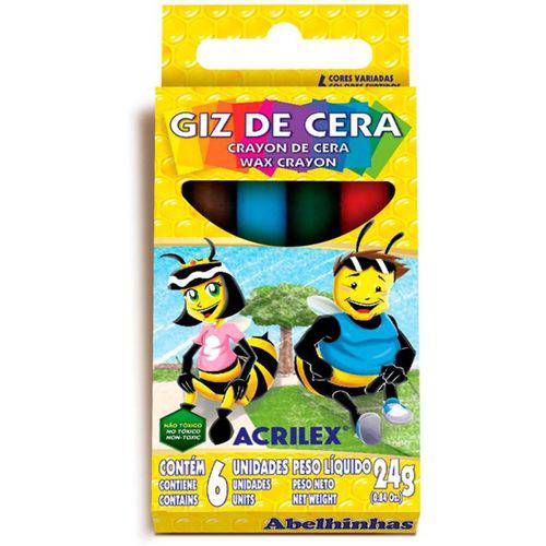 Giz de Cera Acrilex 6 Cores 24g Unitário - 09006