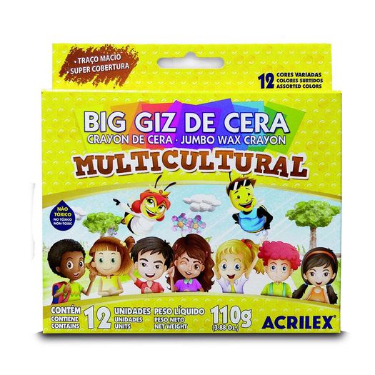 Giz de Cera Big Multicultural 12 Cores 9122 Acrilex