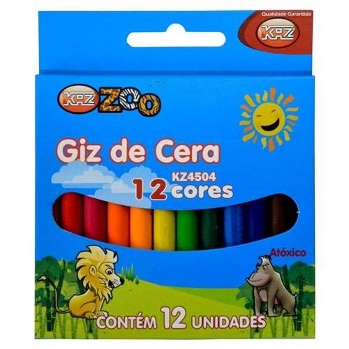 Giz de Cera C/12 Cores Ref. Kz4504 -Kaz