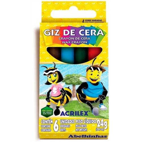 Giz de Cera C/ 6 Cores Pct C/12 - Acrilex