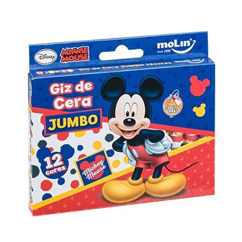 Giz de Cera Jumbo Mickey 12 Cores 22647-molin