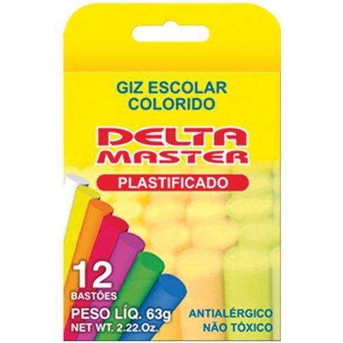Giz Escolar Plastificado Color 100 Cxs X 12 Palitos Delta Caixa