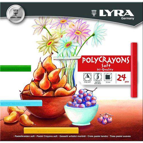 Giz Pastel Seco Lyra Polycrayons Soft 24 Cores