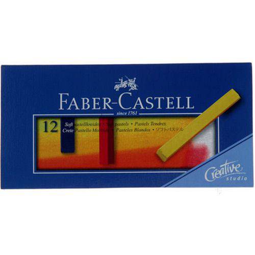 Giz Pastel Seco Macio Longo Quadrado Goldfaber Estojo com 12 Cores Ref.128312 Faber-castell