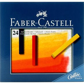Giz Pastel Seco Macio Longo Quadrado Goldfaber Estojo com 24 Cores Ref.128324 Faber-Castell