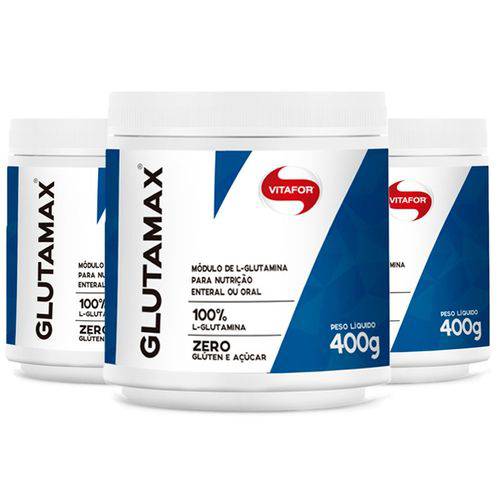 Glutamax L-Glutamina Pura - 3 Un de 400 Gramas - Vitafor