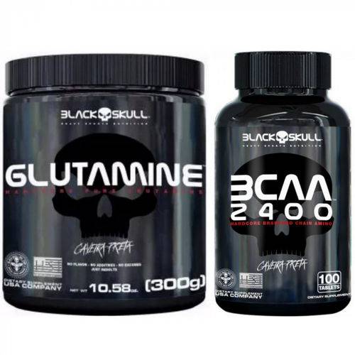 Glutamina (300g) + Bcaa 2400 (100 Tabs) Black Skull