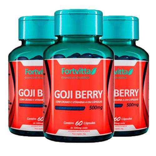 Goji Berry com Cromo e Vitamina a - 3 Un de 60 Cápsulas - Fortvitta