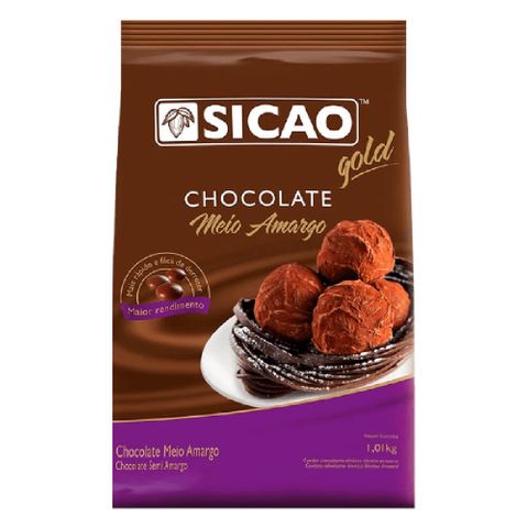 Gotas de Chocolate Meio Amargo Gold 1,01kg - Sicao