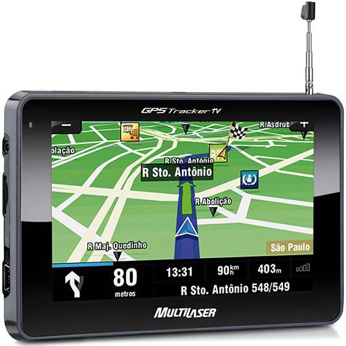 GPS Multilaser GP012 Tracker 2 Tela 4,3" - TV Digital, Função TTS (fala o Nome das Ruas)