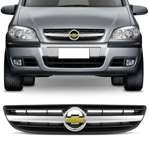 Grade Dianteira Chevrolet Zafira 2003 a 2011 Preta Friso Cromado com Emblema