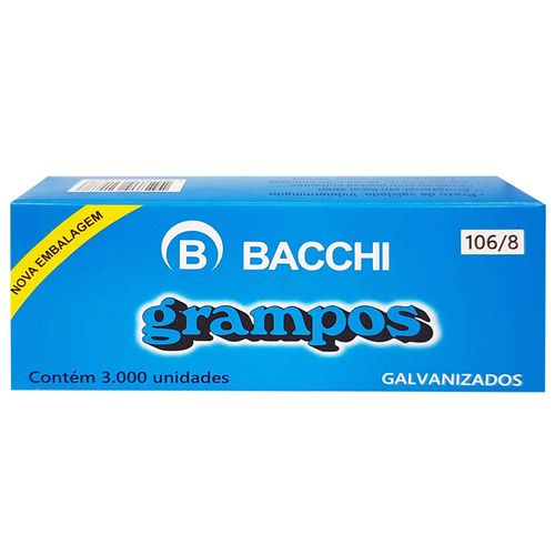Grampo 106/8 Galvanizado Bacchi 3000 Unidades 132133