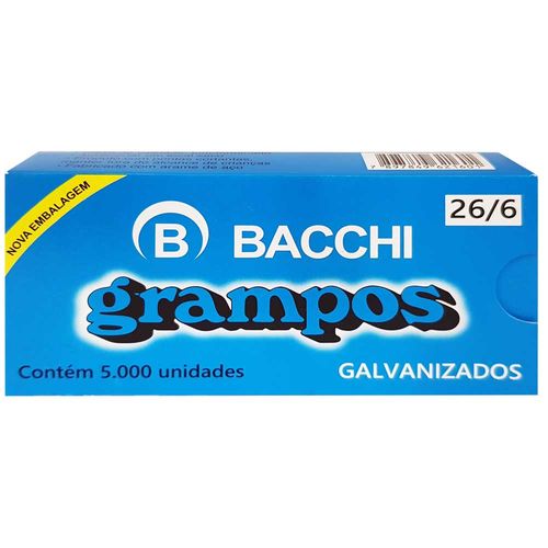 Grampo 26/6 Galvanizado Bacchi 5000 Unidades 992344