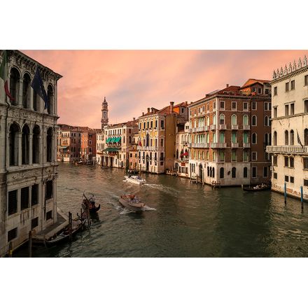 Grande Canal de Veneza no Pôr do Sol - 45 X 30 Cm - Papel Fotográfico Fosco