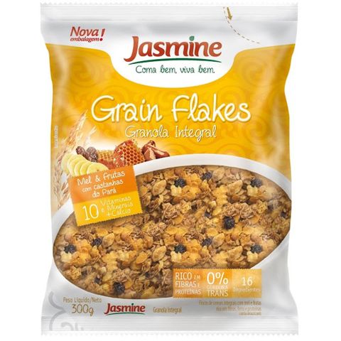 Granola Integral Grain Flakes Mel e Frutas 300g - Jasmine