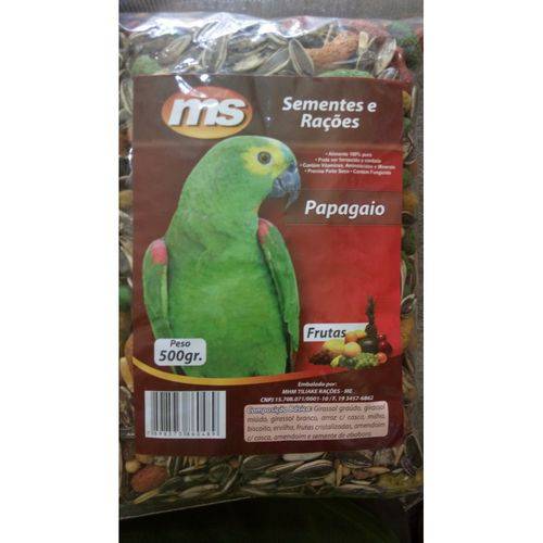 Grão Natural para Alimentação de Papagaios - Mistura de Sementes com Frutas 500g