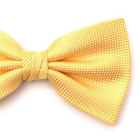 Gravata Borboleta com Desenho Falso Liso em Poliéster Amarela Textura Small
