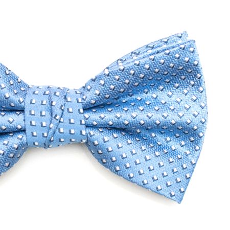 Gravata Borboleta com Desenhos Geométricos em Poliéster Azul Textura Medium