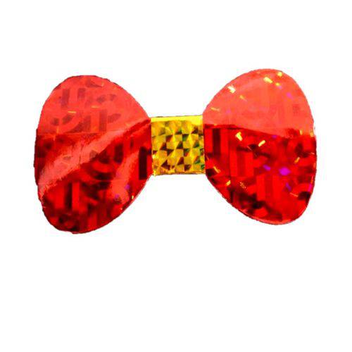 Gravata Borboleta Holográfica Vermelha com 8 Unidades