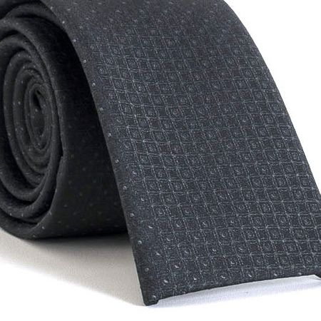 Gravata Slim Bico Quadrado com Desenhos Geométricos em Poliéster Cinza Textura Small