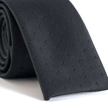 Gravata Slim Bico Quadrado com Desenhos Geométricos em Poliéster Preta Textura Small