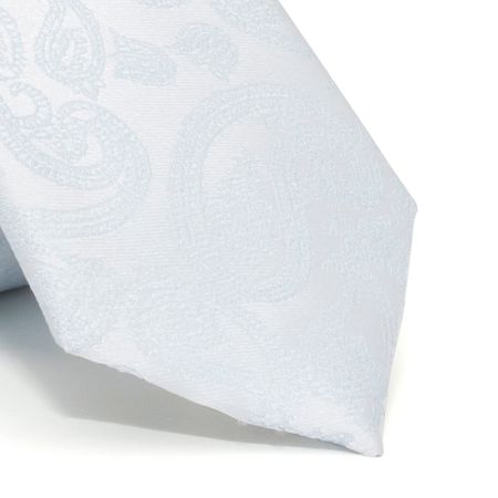 Gravata Slim com Desenho Cashmere em Poliéster Azul Textura Large