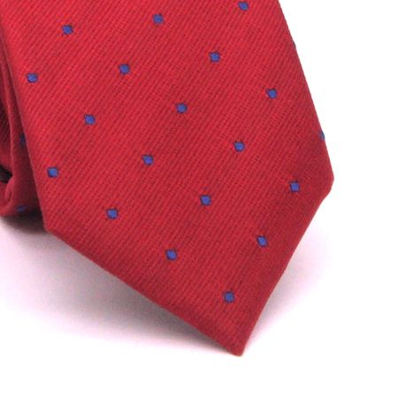 Gravata Slim com Desenho Geométrico em Seda Pura Vermelha