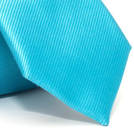 Gravata Tradicional com Desenho Falso Liso em Seda Pura Azul Textura Small 2