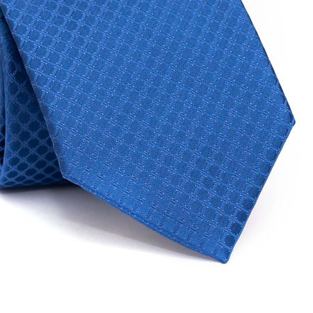 Gravata Tradicional em Poliéster Azul Royal com Desenho Geometrico