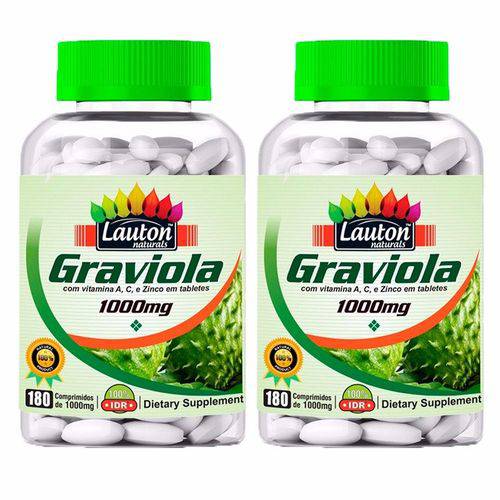 Graviola 1000mg - 2 Un de 180 Comprimidos - Lauton