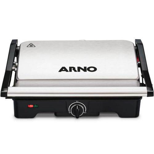 Grill Arno Dual Inox 110V Preto com Inox com Placas Antiaderentes