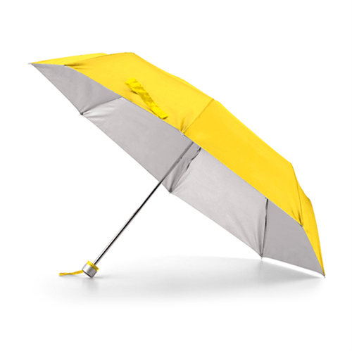 Guarda-Chuva Dobrável em 3 Seções com Interior Prateado na Cor Amarelo - Tamanho 96cm