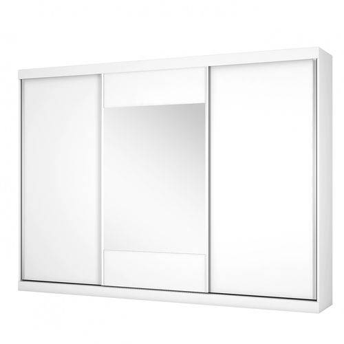 Guarda Roupa Casal com Espelho 3 Portas de Correr Milano Móveis Europa Branco Acetinado