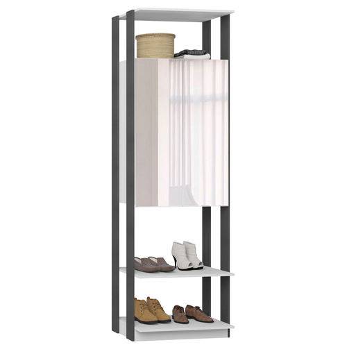 Guarda-Roupa Closet 2 Portas com Espelho 70 Cm Branco/Espresso - Bentec