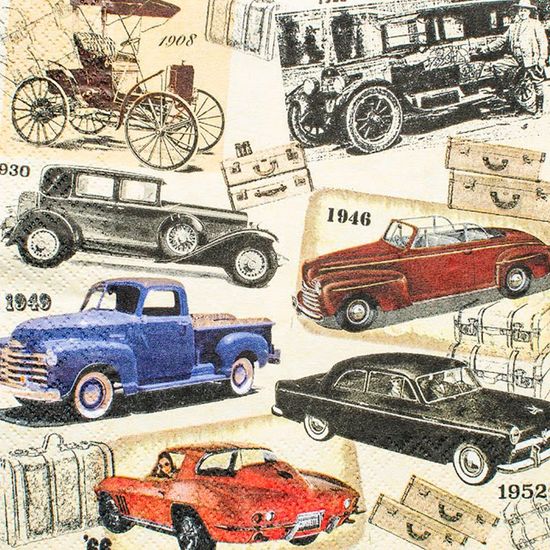 Guardanapo Decoupage Carros Vintage 2 Unidades GCD211625 - Toke e Crie